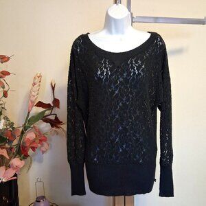 NWT DEPT Floral Designed Gray Stretchy Cardigan Sweater Top Size M